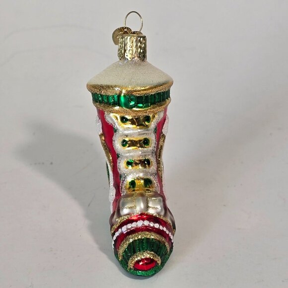 Old World Christmas Ornament Blown Glass Boot Shoe OWC Holiday Hanging Xmas Red - Picture 2 of 8